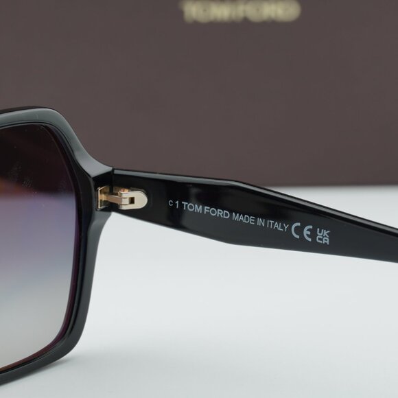 Tom Ford Romy FT1032 01D Geometric Sunglasses - Black/Smoke Gradient Polarized